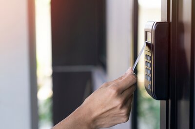 warehouse security - lock on green background
